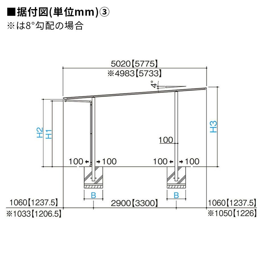 カーポート】モダンポートタイラーワイド 基本セット H23柱 屋根材